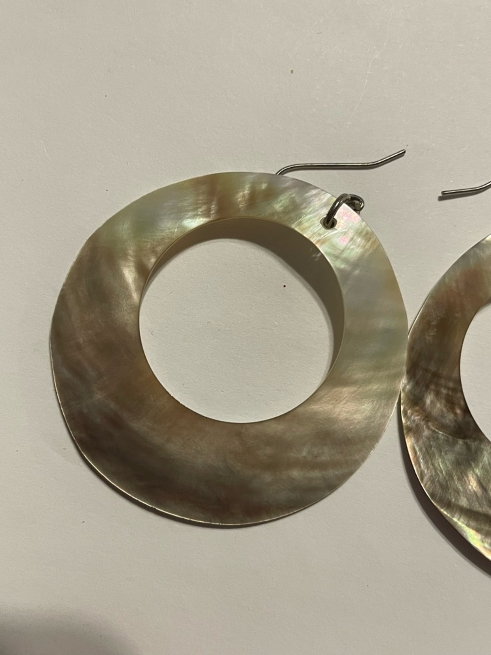 Large Abalone Pierced Hoop Pierced Earrings - Picture 3 of 5